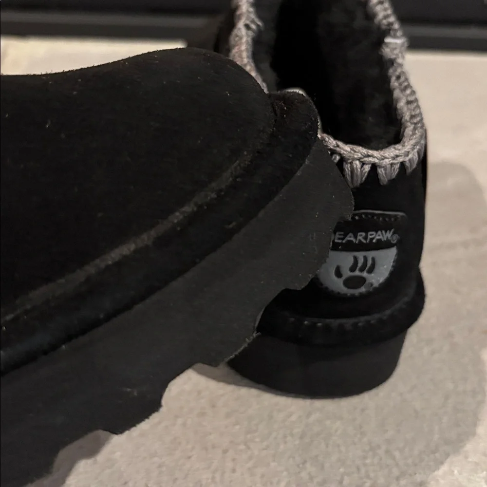 BEARPAW Lana Crochet Detail Cow Suede Ankle Bootie,wool blend lining,pad insole - Picture 8 of 10